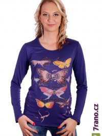 Dámské triko s dlouhým rukávem Butterfly - Modrá
